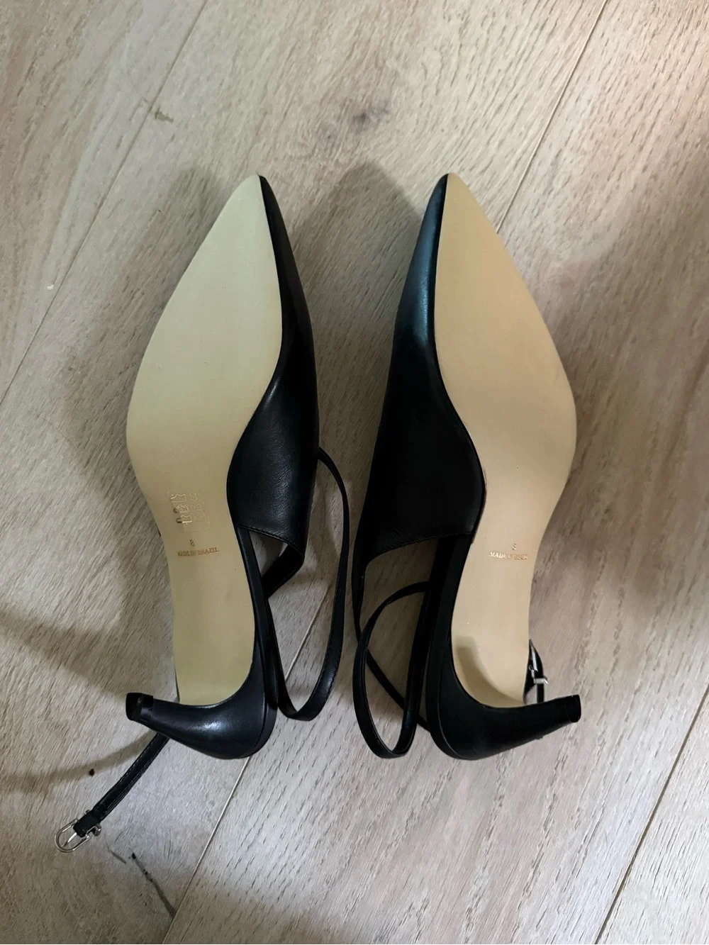 NWOT By Anthropologie Ankle Wrap Kitten Heels Black Leather Size 8